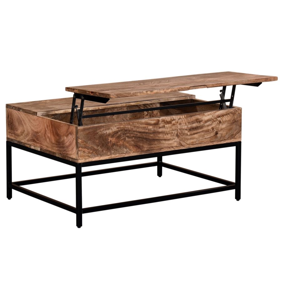 Lift-Top Coffee Table in Natural Burnt and Black