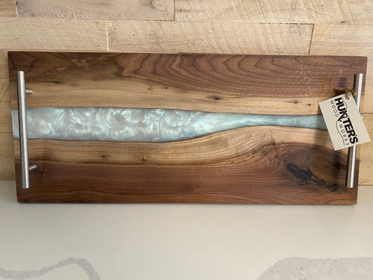 River Serving Board- White Pearl