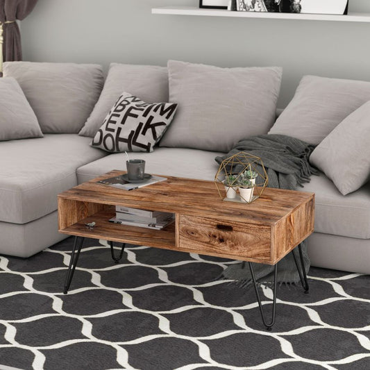 Mango Coffee Table in Natural Burnt and Black