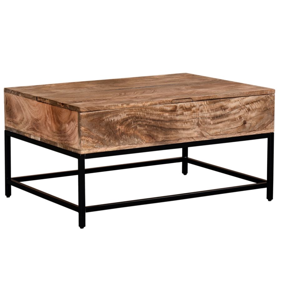 Lift-Top Coffee Table in Natural Burnt and Black